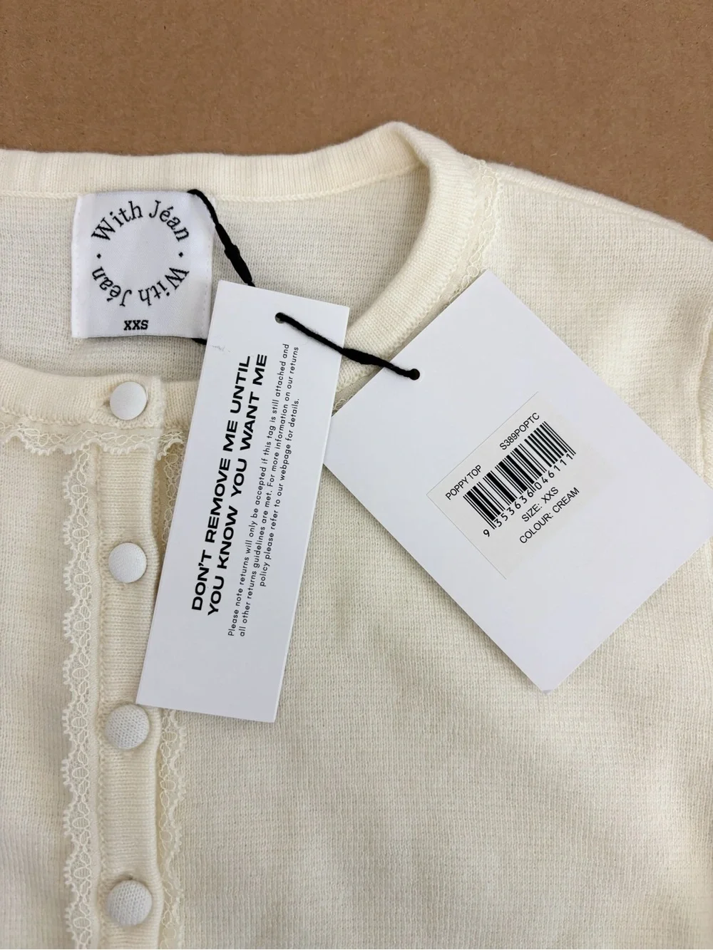 With Jean Poppy Top in Cream Size XXS